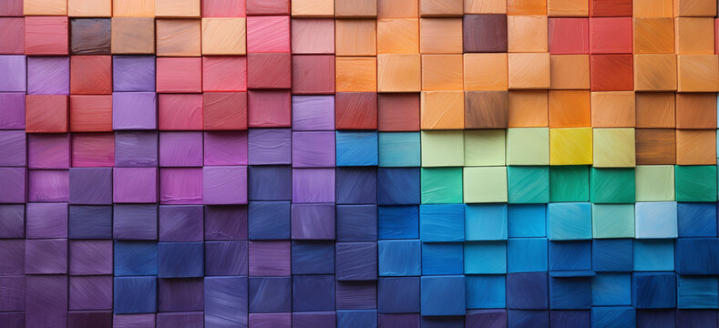 Wooden Color Blocks Painted with Rainbow Hues