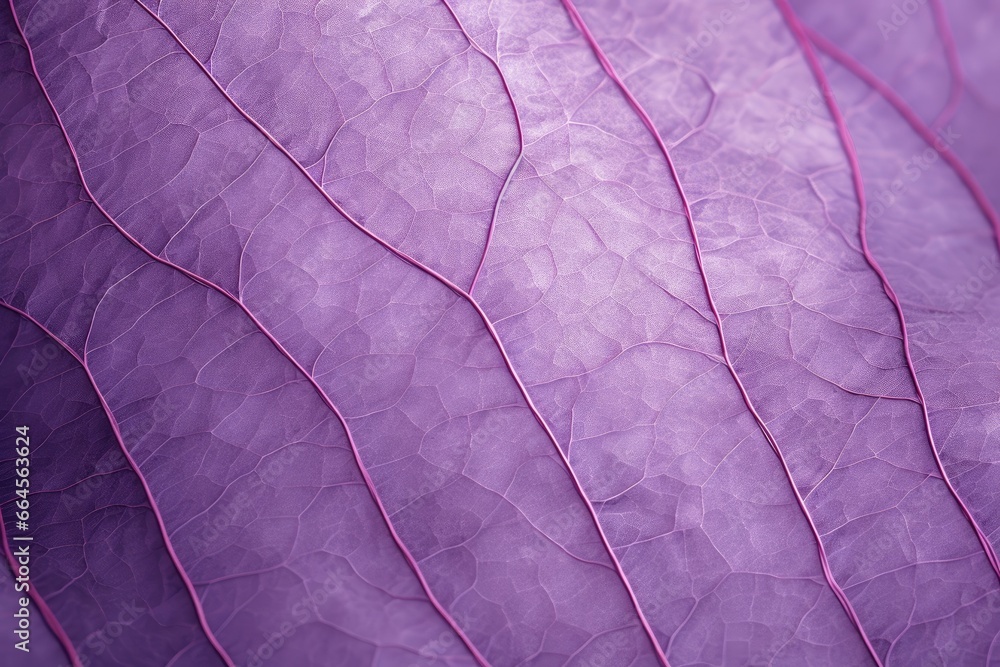 Poster a close up of a purple leaf with a pattern on it. generative ai