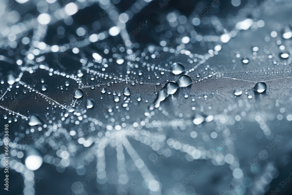 Poster a close up of a leaf with water droplets on it. generative ai