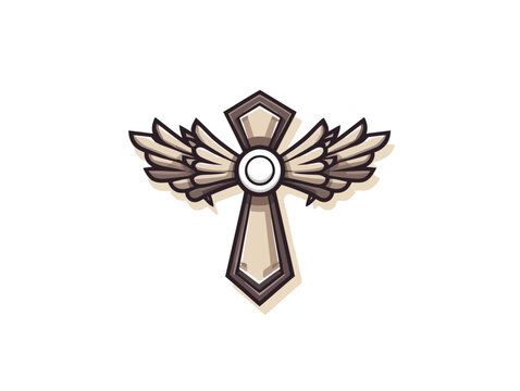 Doodle Distinguished Flying Cross, Cartoon Sticker, Sketch, Vector, Illustration, Minimalistic