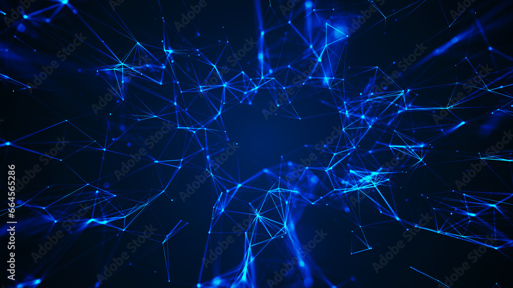 Poster network connection structure. big data. connecting points and lines. abstract technology background.