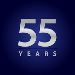 55 years for celebration events, anniversary, commemorative date. silver fifty five years logo