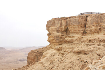 Open Negev Desert in South Israel. Sand dunes with dry air on a summer day.