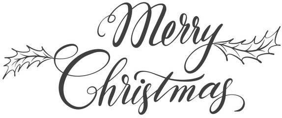 Obraz premium Merry cristmas hand lettering calligraphy isolated on white background. Vector holiday illustration element. Merry Christmas script calligraphy