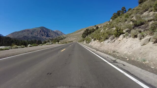 High Sierra Bishop Highway 168 Westbound 10 Driving Plate Sierra Nevada Mts California USA