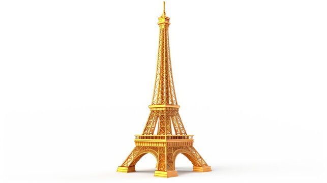 Eiffel Tower in Golden Splendor - Behold the iconic Parisian landmark, the Eiffel Tower, in stunning gold. Ideal for travel posters and artistic designs.