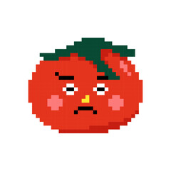 Angry tomato pixel art design illustration 