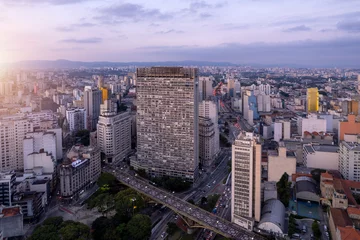 Schapenvacht deken met patroon Brazilië Wonderful view of the city center of São Paulo, Brazil