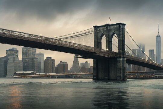 Iconic bridge connecting Brooklyn and Manhattan. Generative AI