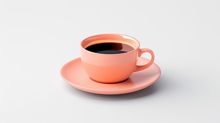  a cup of coffee on a saucer on a white surface.  generative ai