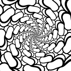 Graphic spiral abstract pattern. Isolated black and white mandala with graphic elements. Vector illustration for logo design, banners, posters, decor, coloring book.