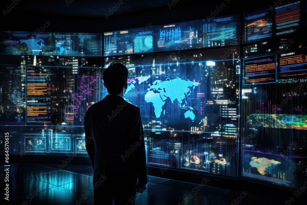 Poster ai's analytic might displayed, analyst studies extensive screen brimming with data