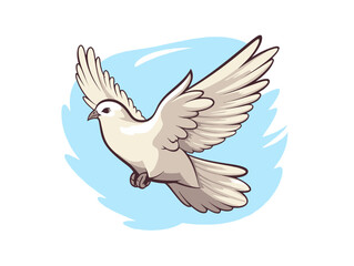 Obraz premium Doodle White dove, cartoon sticker, sketch, vector, Illustration, minimalistic
