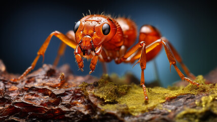 macro photo of a red ant