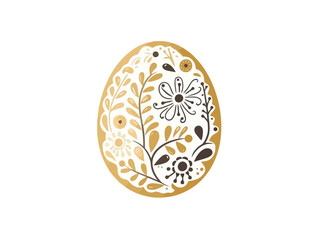 Doodle Golden Easter egg, cartoon sticker, sketch, vector, Illustration, minimalistic