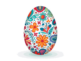 Doodle Easter egg with patterns, cartoon sticker, sketch, vector, Illustration, minimalistic