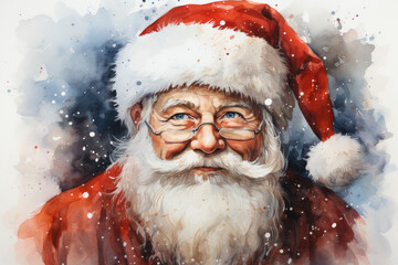 Holiday Cheer: Minimal Santa Art on White Background. Generative AI