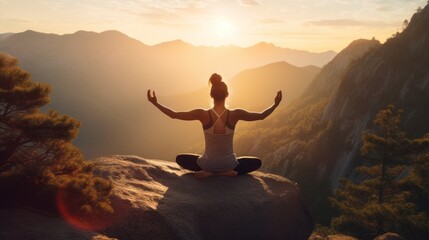 Serene Sunrise Yoga on a mountaintop