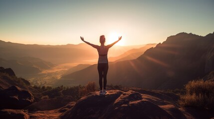Fototapeta na wymiar Serene Sunrise Yoga on a mountaintop