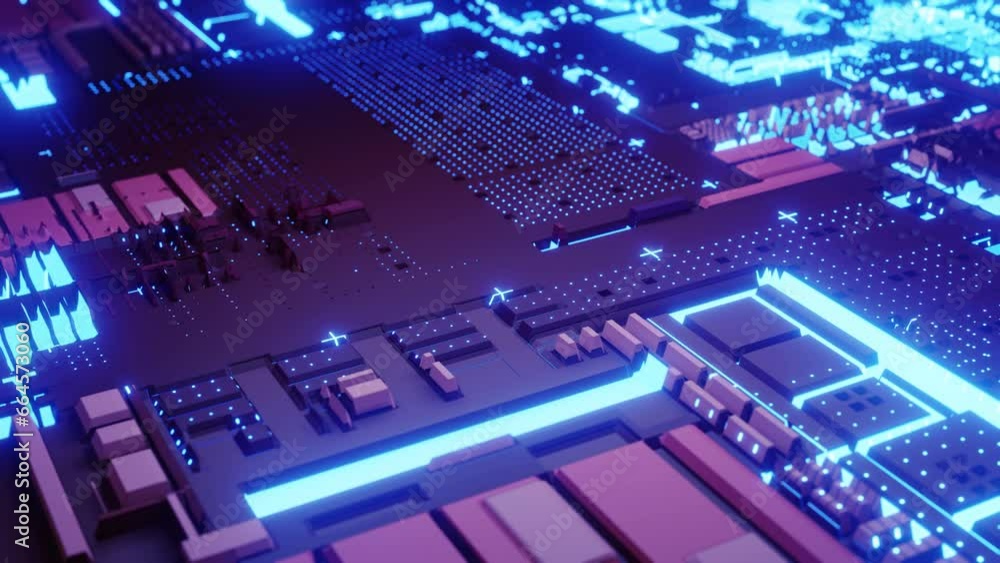 Poster futuristic electronic circuit board. central computer processors cpu concept. technological and scie