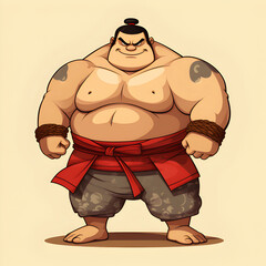 Big cartoon sumo wrestler.