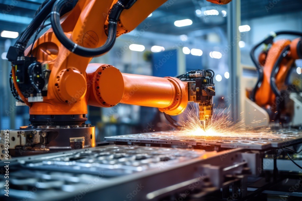 Poster factory's robotic arm, steered by ai, assembles electronics with meticulous accuracy
