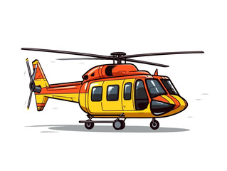 Fototapeta premium Doodle Rescue Helicopter, cartoon sticker, sketch, vector, Illustration, minimalistic
