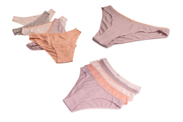 Women cotton panties isolated on white background.