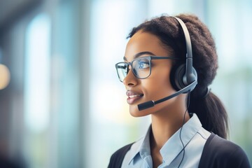 Efficient AI chat software in action as call center worker aids customers seamlessly
