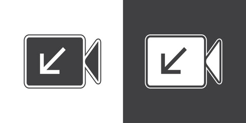 Simple flat icon of incoming video call. Video call icons with symbol of caller. Isolated round collection of ringing phone. Missed videocall button on black and white background. Vector illustration.