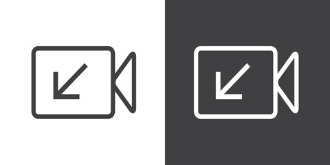 Simple of incoming video call icon in outline style. Video call icons with symbol of caller. Isolated round collection of ringing phone. Call button on black and white background. Vector illustration.