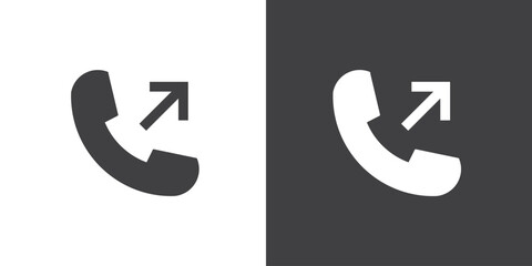 Outgoing call icon in flat style. Telephone call icons with symbol of caller, Phone sign. Isolated round collection of ringing phone. Flat button on black and white background. Vector illustration.