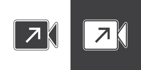 Outgoing Video call icon in flat style. Video call icons with symbol of caller, Phone sign. Isolated round collection of ringing phone. Flat button on black and white background. Vector illustration.