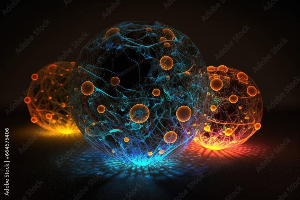 Poster abstract background with sphere and particles