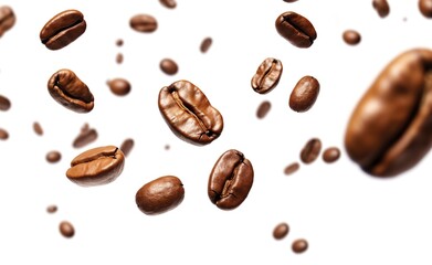Coffee Bean flying on white background, 3d illustration.