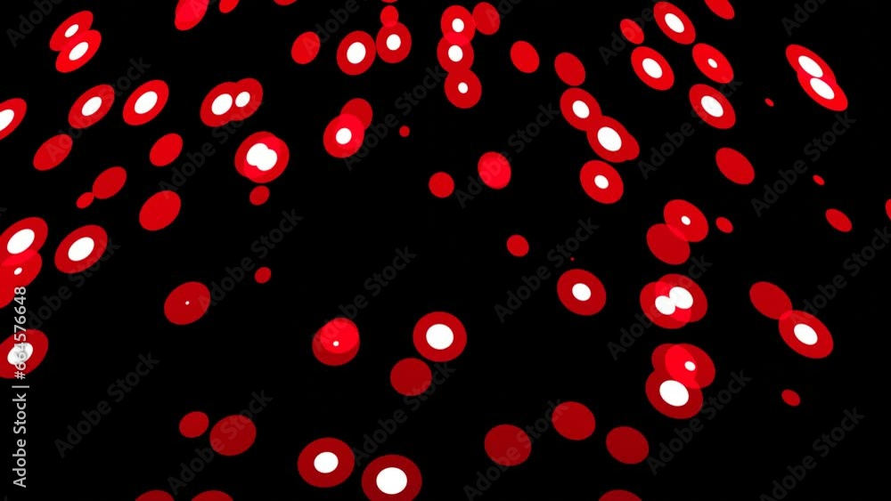 Poster abstract black background with red and white circles pattern animation.