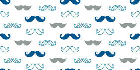 Retro mustache seamless pattern Vintage background