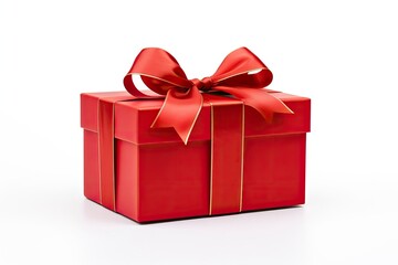 Obraz premium Gift box with red ribbon isolated on white background.