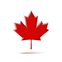 Maple leaf vector icon. Canada vector symbol red volume shape maple leaf clip art.