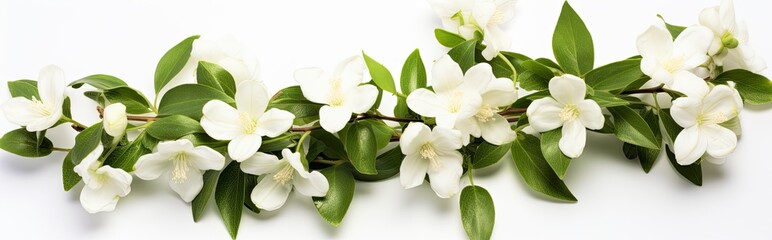 Fototapeta premium Jasmine flowers on white surface.
