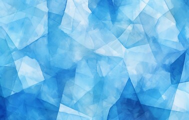 Obraz premium Blue abstract geometric backdrop with layered acrylic washes, emphasizing canvas texture and showcasing crystal cubism and strong diagonals.