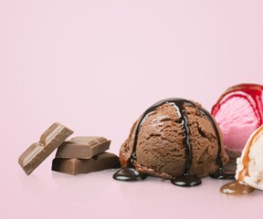 Cold tasty sweet strawberry ice cream