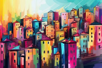 Colorful city. Generative AI