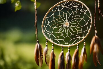 A photograph capturing the enchanting allure of a delicate dream catcher, gently swaying in a soft...