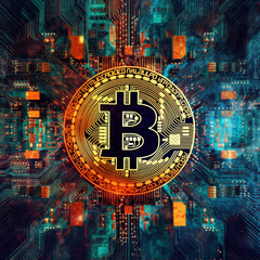 The image represents Bitcoin, a decentralized digital cryptocurrency operating on a blockchain network, allowing peer-to-peer transactions globally without the need for intermediaries.