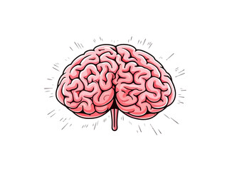 Doodle Human brain, cartoon sticker, sketch, vector, Illustration, minimalistic