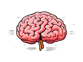 Doodle Human brain, cartoon sticker, sketch, vector, Illustration, minimalistic