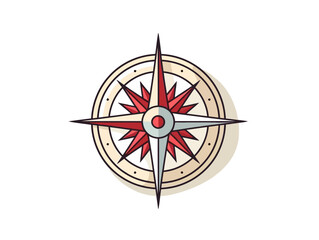 Doodle Compass with cardinal directions, cartoon sticker, sketch, vector, Illustration, minimalistic