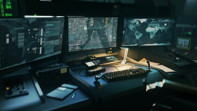 User interface of a scanner searching for the target location. Scanner software interface examining the designated location. Scanner program interface finding the exact location of runaway criminals.
