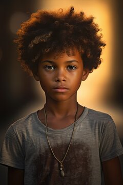 An African American boy with an afrolook.